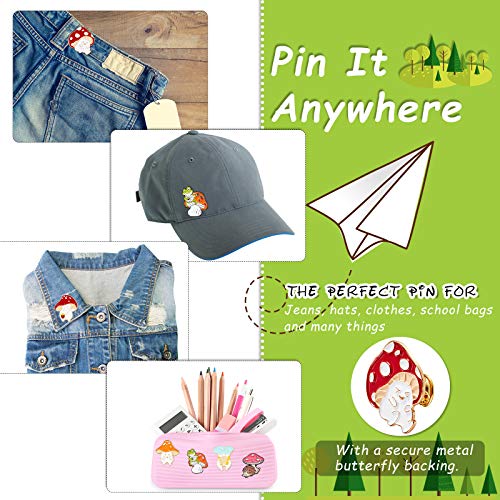 Chuangdi 9 Pieces Mushroom Pin Brooches Mushroom Brooches Cute Cartoon Gift Alloy Brooch Guitar Cat Frog Hedgehog Cartoon Plant Pin Welcome Christmas Gift for Backpack Clothes Hat4