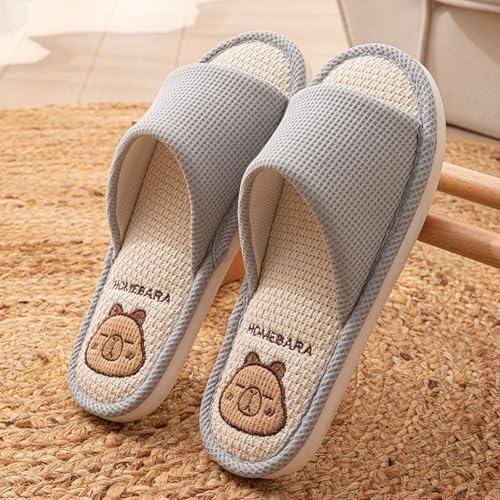 Linen Slippers For Women Soft Flax Comfort Bottom Lined Non-Slip Indoor Slipper Casual Washable Open Toe Shoes2