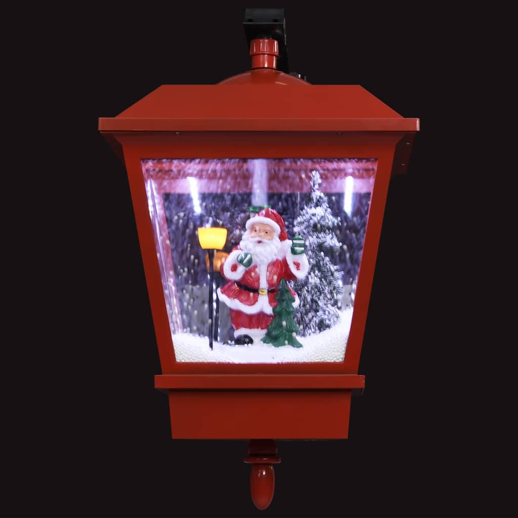 Weihnachts-Wandleuchte mit LED-Licht, Weihnachtsmann, Schneefallfunktion, PVC, 40x27x45 cm, Rot Schwarz, mit Melodie, USB-Kabel, Innen Außen Dekoration für Haus Garten Terrasse