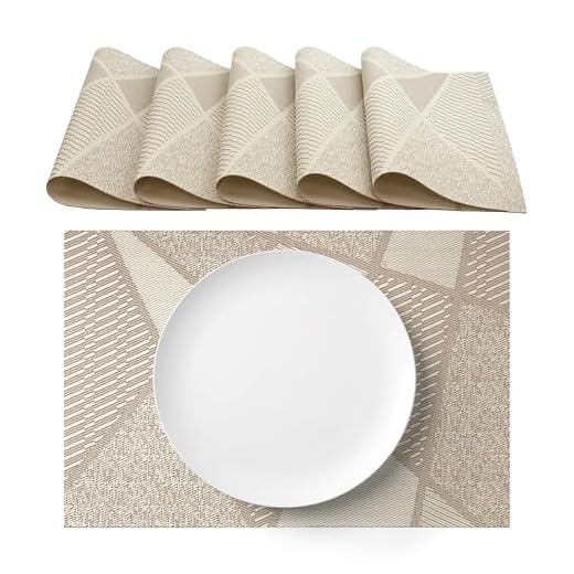 AGYO Set 6 Tovagliette Americane 30x45 cm in PVC Lavabili Antiscivolo Beige – Eleganti Tovagliette Colazione Pranzo Cena per Tavolo Cucina o Soggiorno – Mod. 2