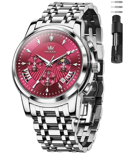 Image of OLEVS Watches for Men Dress Chronograph Luxury Stainless Steel Big Face