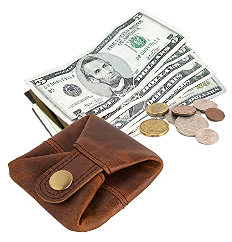 Leather Coin Pouch Change Holder Mini Pocket Wallet For Men, Vintage Brown (Pack Of 1) #TOP3