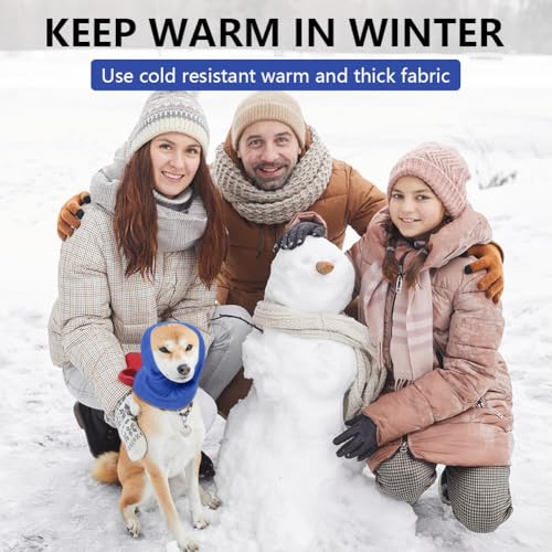 Aomig Ohrenschützer für Hunde - Hundemütze, Gehörschutz, Ohrenklappe, Kopfwickel, Hals- und Ohren-Wärmer, Hundekopfhörer für Silvester (Blau, L)