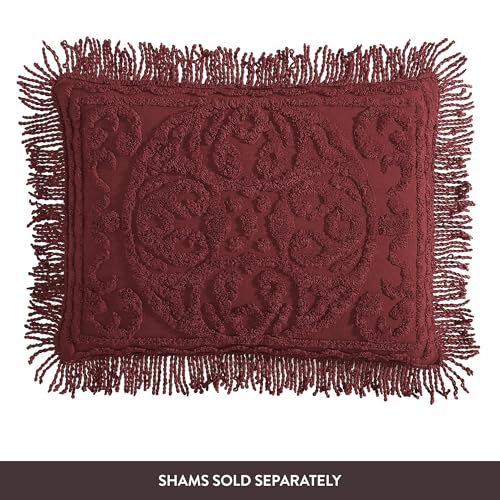 Image of Beatrice Home Fashions Medallion Twin Cotton Chenille Bedspread, Burgundy