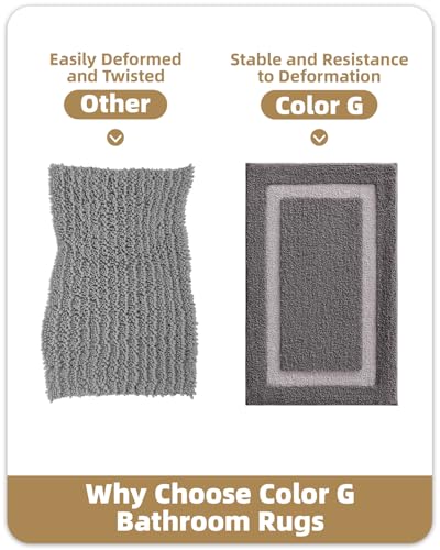 Image of Color&Geometry Gray Bathroom Rugs 36x24, Extra Soft Absorbent Microfiber Bath Rugs, Non-Slip Bathroom mat, Washable Plush Bath Mats for Bathroom, Shower, Bathtub, Laundry, Dark and Light Grey