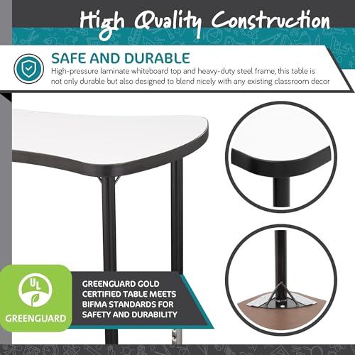 Image of Learniture Structure Series Collaborative Dry-Erase Activity Table, Bow-Tie Mobile Collaborative Table with Whiteboard Top, 24 inch L x 34 inch W x 30 inch H, White /Black