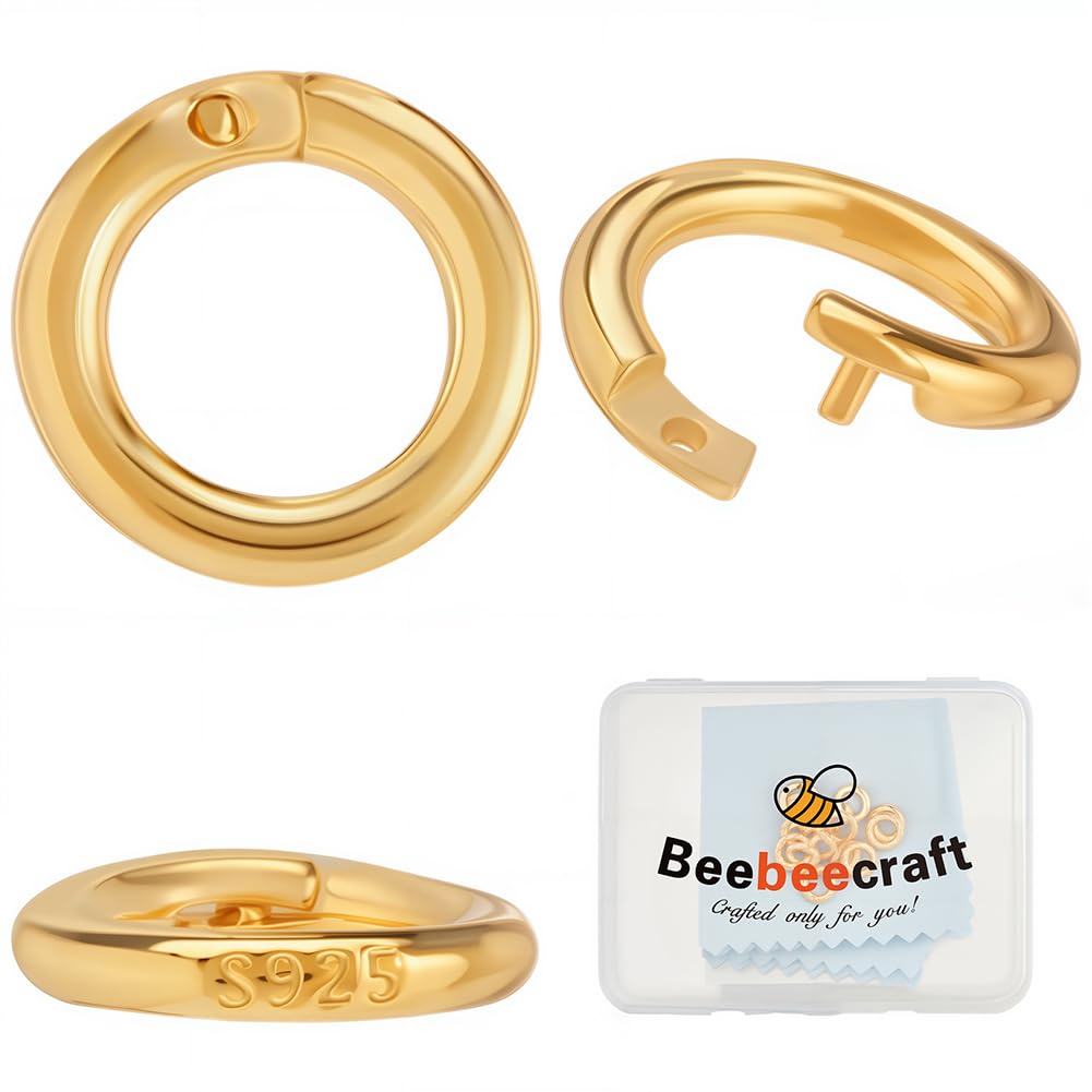 Beebeecraft Locking Jump Rings Round Open Ring Connector Clasp for Necklace Bracelet Jewelry Making DIY Crafts — image 1
