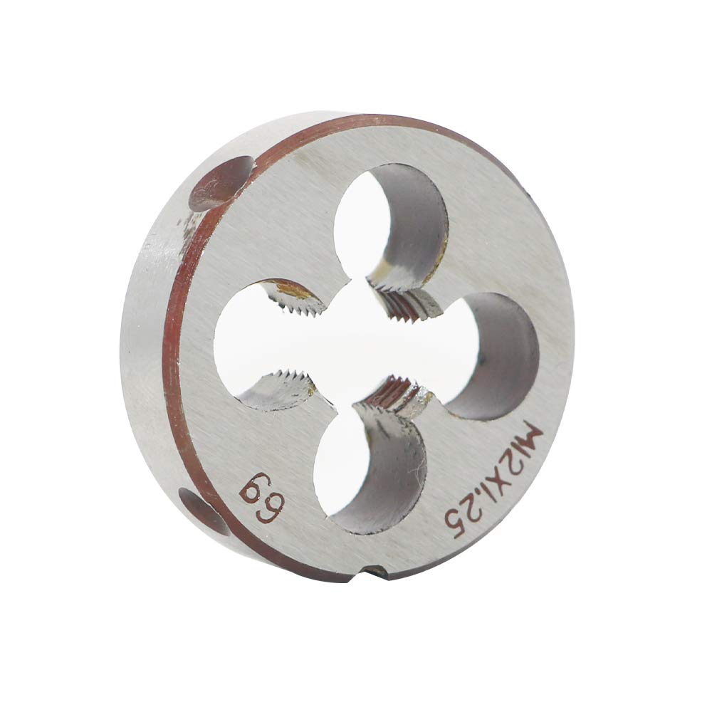HSS 12mm X 1.25 Metric Right Hand Round Die, Machine Thread Die M12 X 1.25mm Pitch for Mold Machining, Alloy Steel, It Can Process Steel, Cast Iron, Copper And Aluminum.