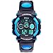 Reloj Digital para Niños,Niños Niñas 50M (5ATM) Impermeable 7 Colores LED Relojes Deportivos Multifuncionales para Exteriores con Alarma (Negro Azul)