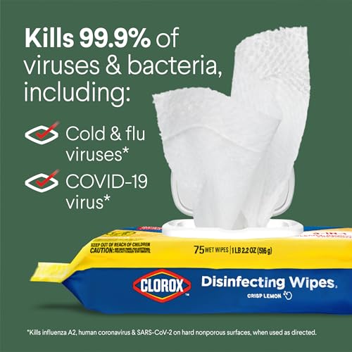 Image of Clorox Disinfecting Cleaning Wipes Flex Pack, Bleach Free, Crisp Lemon, 75 Count (Pack May vary)