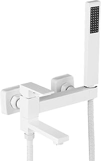 Genérico Grifo Mezclador para Bañera Grifo de Bañera Blanco con Ducha de Mano Grifo Mezclador de Bañera Grifo de Ducha de Latón Mezclador Monomando Grifo Bañera Y Ducha Monomando