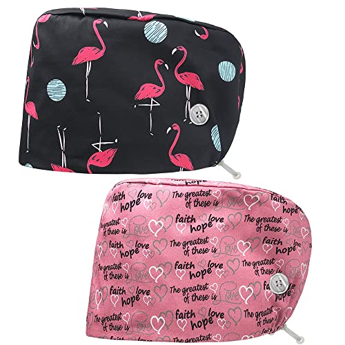 niaahinn Working Hats Doctor Nurse Caps with Button Tie Back Hats with Sweatband Multi-purpose Adjustable Hospital for Women Men (83069-83070)