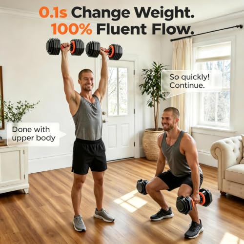 Image of FEIERDUN Adjustable Dumbbell Set, Weight Set for Home Gym, 5 /10-in-1 Free Weight Adjustable Dumbbells, Single Hand Twist Adjust with Non-Slip Handles, 90% Space Saving Strength Training for both Men&Women