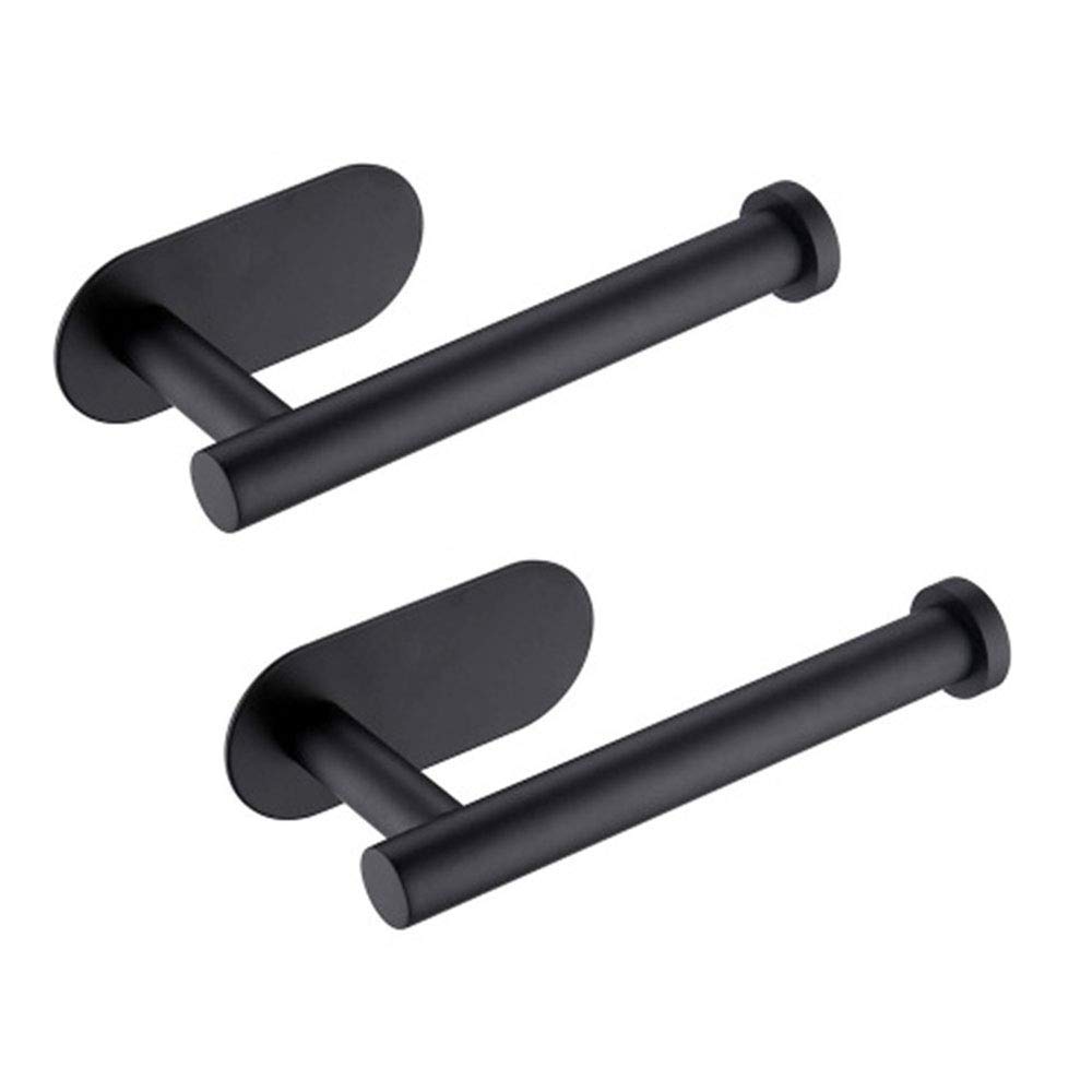 Self Adhesive Toilet Paper Roll Holder,Toilet Paper Holder for Bathroom Washroom Kitchen Stick On Wall Mount Matt Black 2 Pack