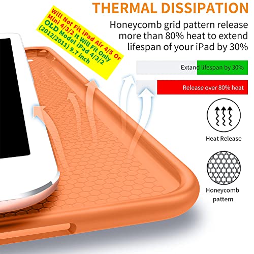 Image of DuraSafe Cases for iPad 2 3 4 Gen [iPad 4th iPad 3rd iPad 2nd Old Model ] 9.7 Inch A1458 A1416 A1395 MD522HN /A MD525HN /A MD516HN /A Protective Durable Supportive Dual Angle Stand Cover - Orange