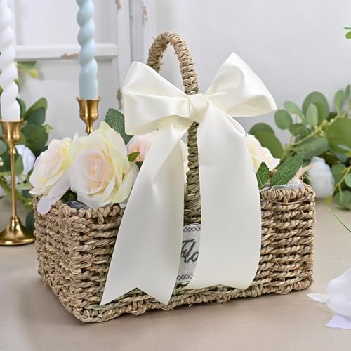 Image of Off White Satin Ribbon 3 inch X 15 Yards Polyester Ribbon for Gift Wrapping Very Suitable for Weddings Party Hair Bow Invitation Decorations and More