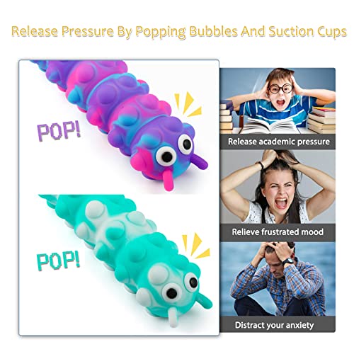 2023 Pop It Fidget Toys, Fidget Slug, 3D Glow Silicone Magic Suction Cup, Slug Fidget Toy, Tabletop Adsorption Toy 2 Pack, Sensory Toys For Autistic Children/Adults Stress Anxiety Relief #TOP2