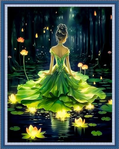 Image of Dimxvean Cross Stitch Kits for Adults - Frog Princess 16x20 inch