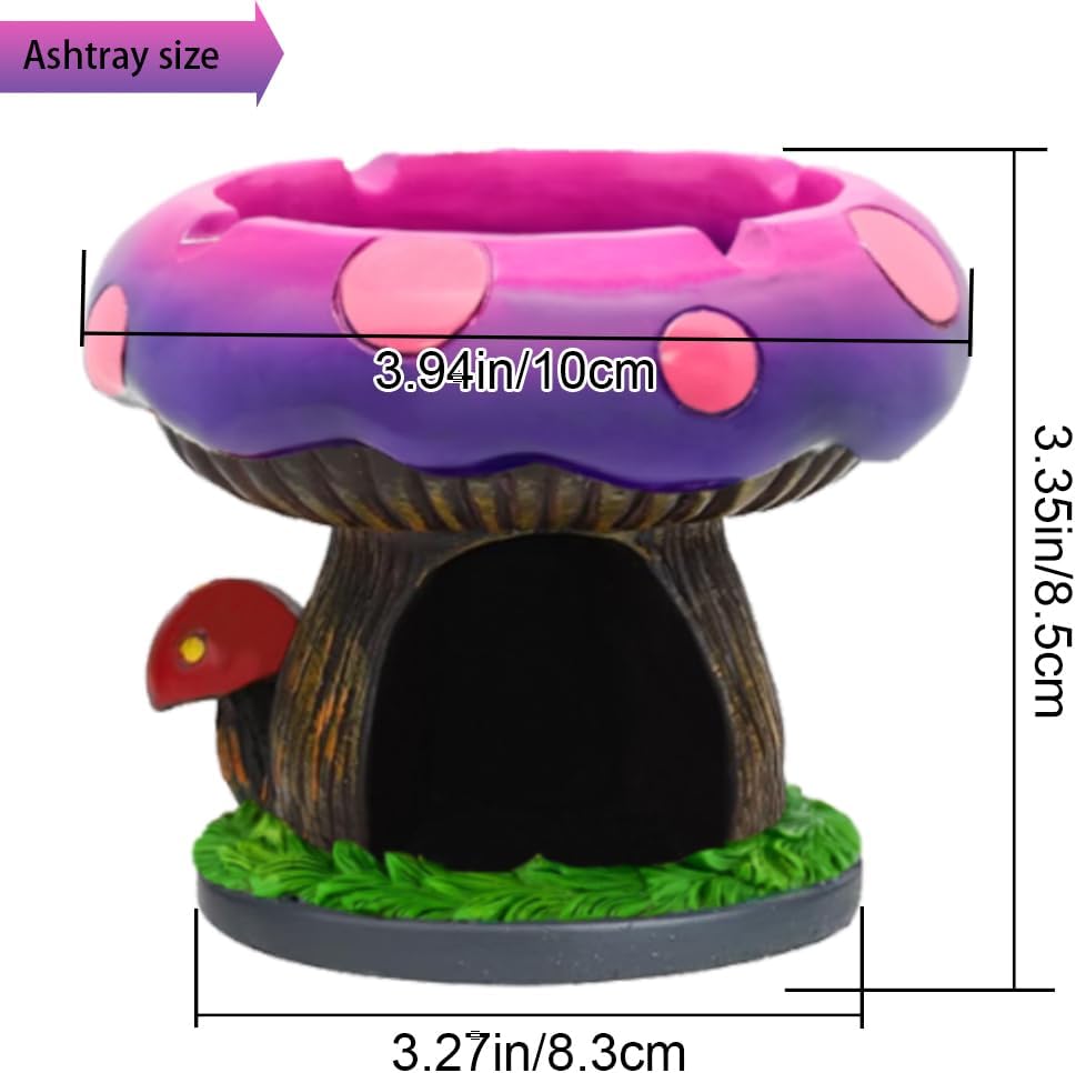 Fantastical Mushroom House Ashtrays with Storage - Cool Ashtrays for Weed Smokers and Bong Users with Smoking Accessories Collection (1, Mushroom Ashtray)