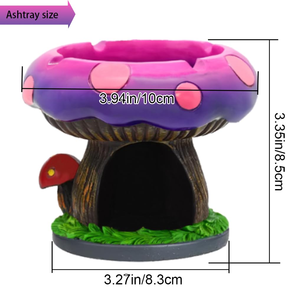 YukaBa Fantastical Mushroom House Ashtrays with Storage - Cool Ashtrays for Weed Smokers and Bong Users with Smoking Accessories Collection
