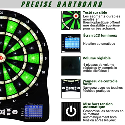 Turnart Jeu de Fléchette Électronique Lumineux, Cible et 500 Jeux Variations pour 8 Joueurs – vue 4