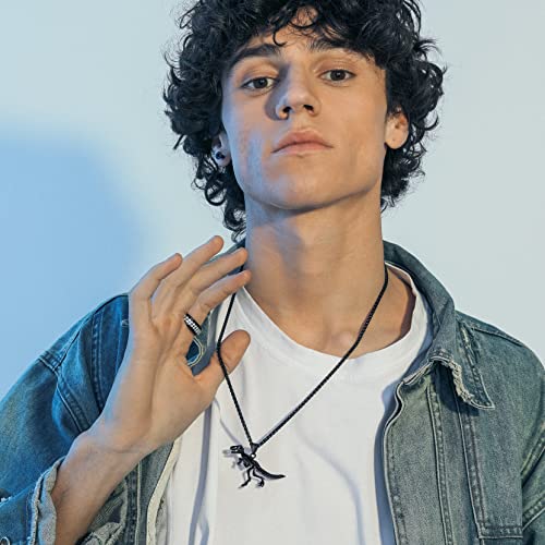 Richsteel Crocodile Dinosaur Raven T-Rex Skeleton Necklace for Men Punk Animal Fossil Jewelry2