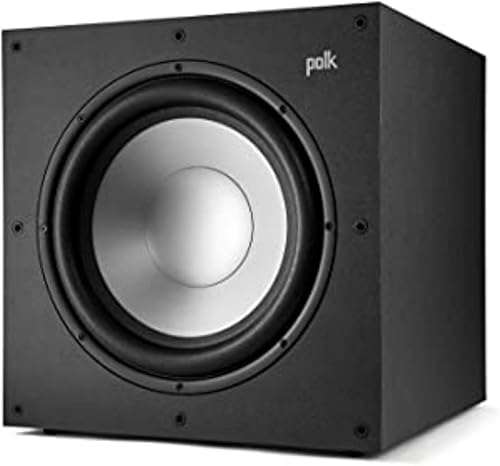 Polk Monitor XT12 Powered Sub - Woofer equilibrado de 12 pulgadas y amplificador de clase AB de 100 W, gabinete MDF de baja resonancia y rejilla