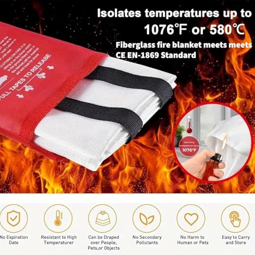 Image of Riparo Emergency Fire Blanket for Home and Kitchen - Fire Suppression Blankets for Home, Kitchen, BBQ, and Car 40 inch x 40 inch - Made from Flame Retardant Fiberglass ([8 Pack Fire Blanket])
