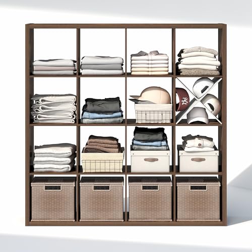 Image of Furinno Cubic Extra Thick 16-Cube Closet Organizers and Storage, Amber Pine | 14.6 x 58 x 58 in, Open Shelf Closet Storage, Closet Organizer, for Wardrobe, Bedroom, Living Room