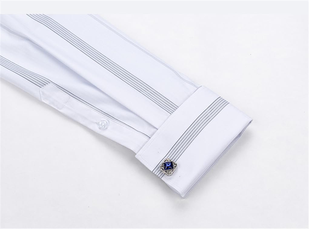Camicie da uomo, Smoking a maniche lunghe a righe tinta unita, Windsor Collare Partito Camicie Da Sposa