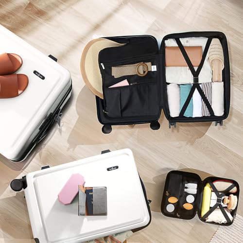 Image of Hard Shell Luggage Sets with Spinner Wheels 4 Piece, Expandable Large Suitcases with TSA Lock, Travel Large Suitcase Set, White Luggage Set