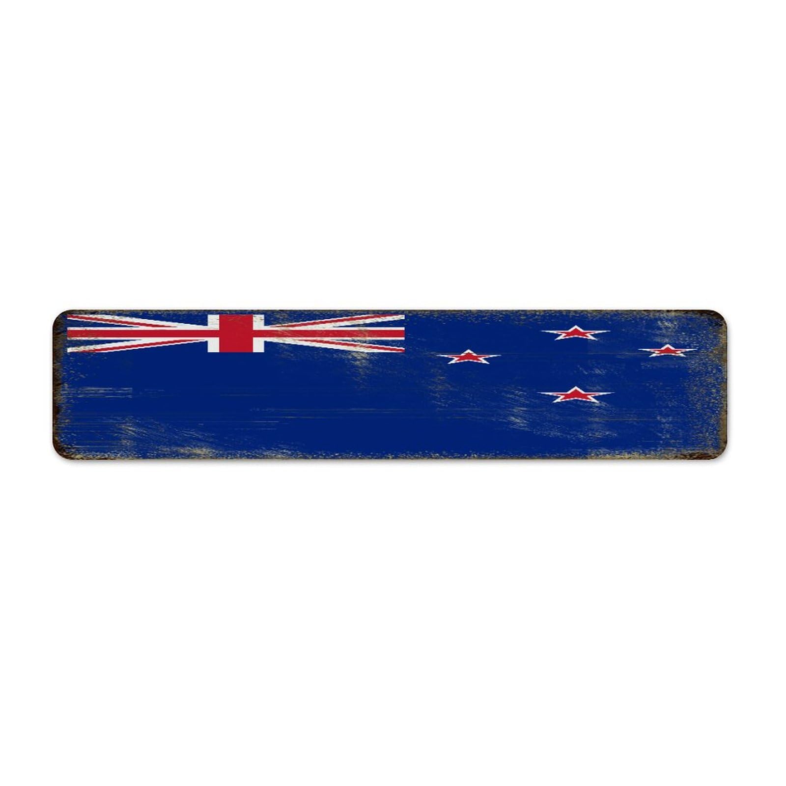 New Zealand Custom Metal Sign Funny Novelty Outside Wall Art Plaques Gift Flag for Travelers Home Décor Garage Signs for Home Office Lounge 4x18 Inch