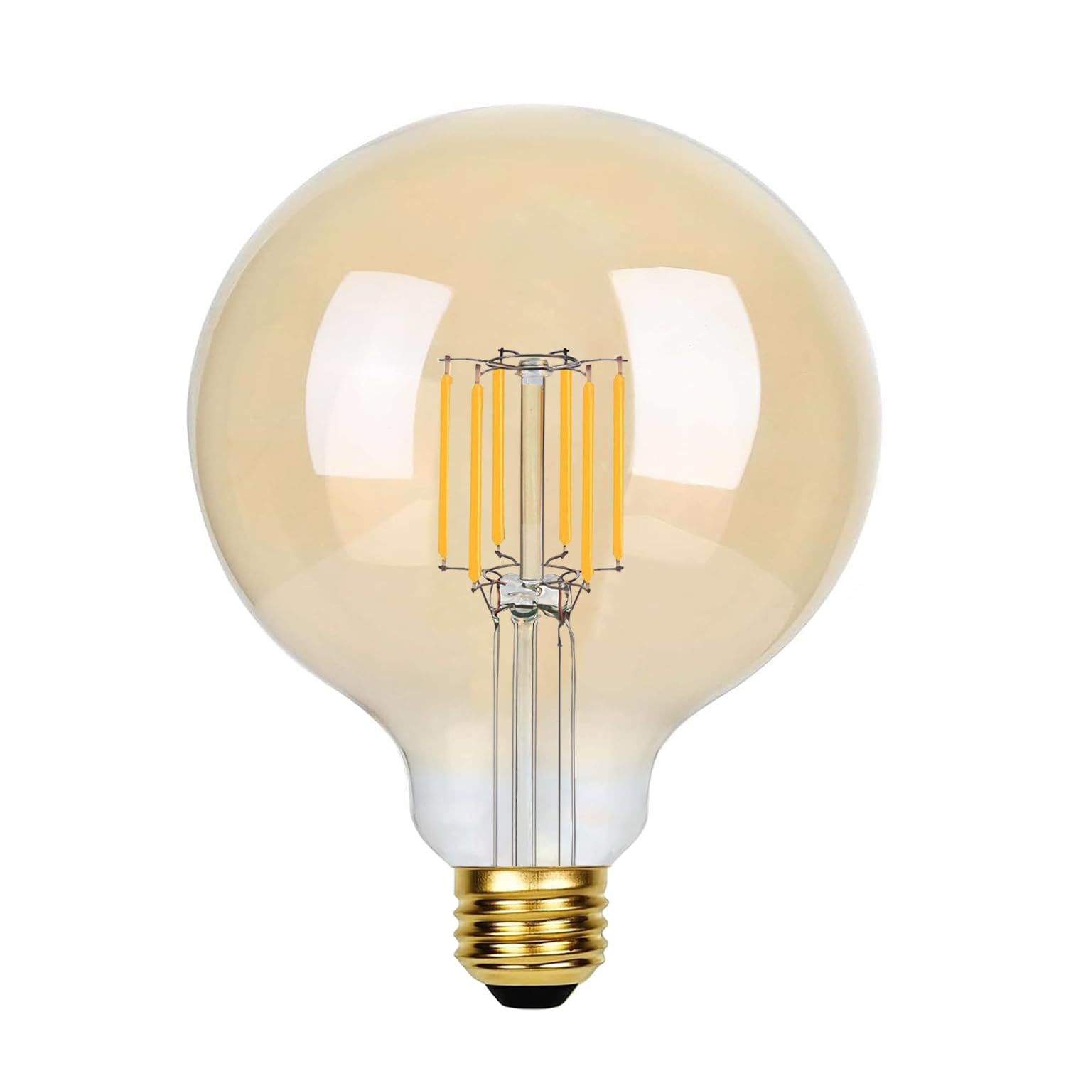 G125 Edison Globe Filament Bulbs 1 Pack - E26 Standard Base, Antique Incandescent Bulb 60W Equivalent, 2700K 817LM Non-Dimmable Round Edison Bulb for Bedroom Bathroom and Living Room