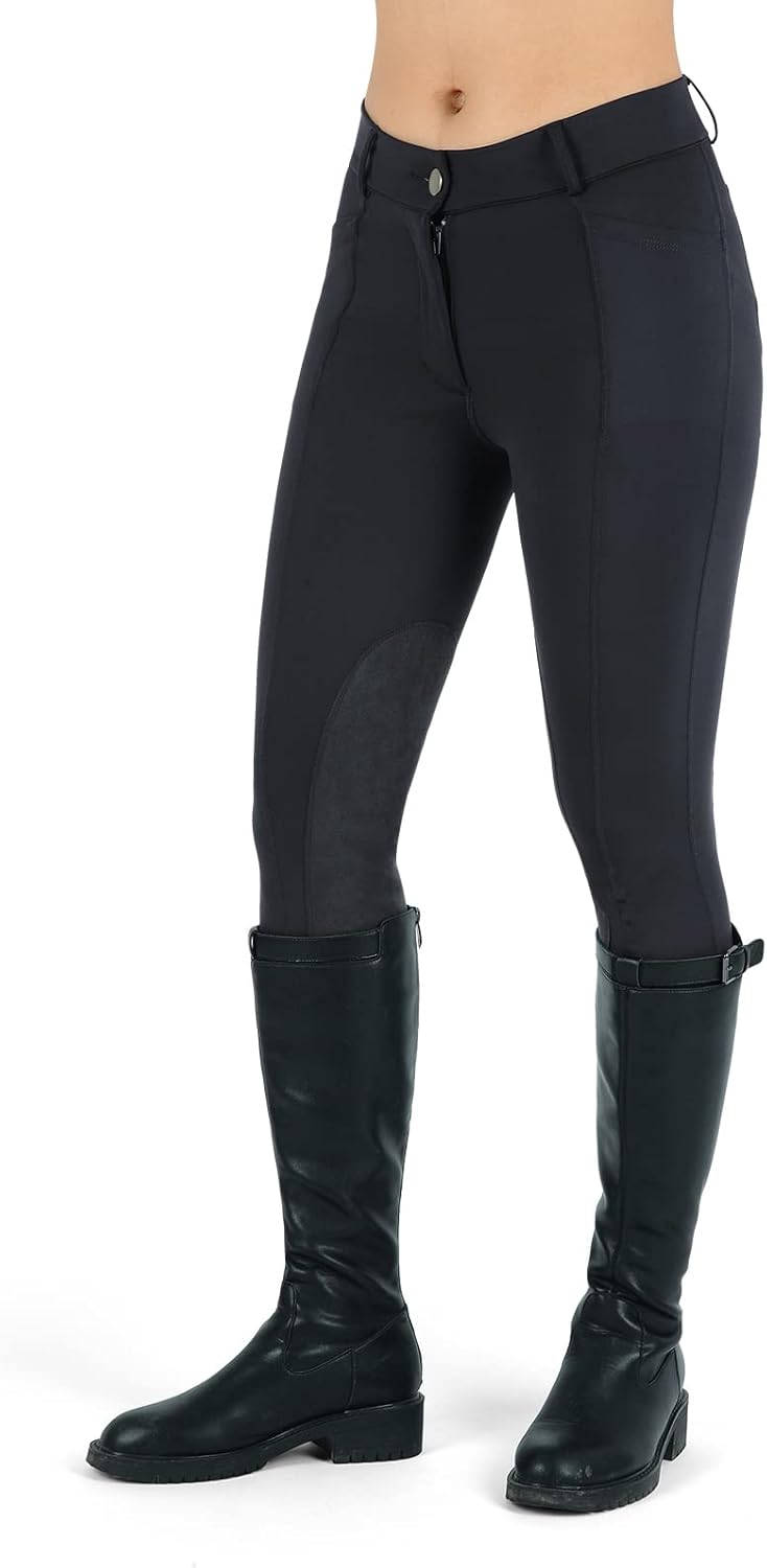 beroy Kids Horse Riding Knee-Patches Pants Girls Equestrian Front-Zip Breeches Legging with Pockets - Image 6