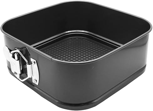1 Piece Square Springform Cake Tin for Baking Non Stick, Pudding Pan, Bake Tin for Cake, Carbon Steel, 18 cm