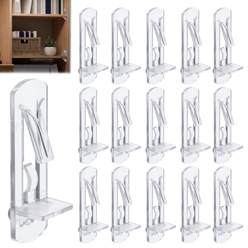 Ojeemii 20PCS Plastic Locking Shelf Support Pegs 6.9mm Self-Locking Shelf Pins Plastic Cabinet Shelf Clips Clear Bracket Clips for Kitchen 6.9mm Peg x 3/4 Thick Shelves