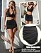 Avidlove Women High Waisted Skirt Side Drawstring Ruched Bodycon Double Layer Casual Mini Skirts Black Medium