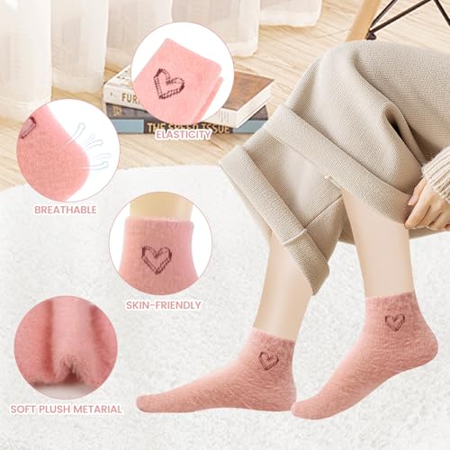 5 Pairs Fuzzy Socks for Women, Fluffy Warm Slipper Winter Cozy Socks for Spa Home Sleeping3
