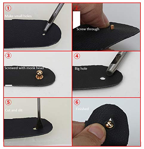 50 Set Alloy Round Head Button Studs Rivets Screwback Screw Stud Spot Nail Rivet Repairs Replacement for DIY Leather Craft Bag Belt Wallet Handbag Decoration Accessories (Silver 6mm) - Thumbnail 6
