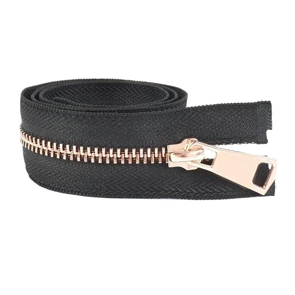 DIY Craft Zipper 2pcs 5# Metal Zippers Length 15cm-80cm, Precision Close-End Auto Lock Zips for Sewing Crafts Projects(Black Rose Gold,60cm)