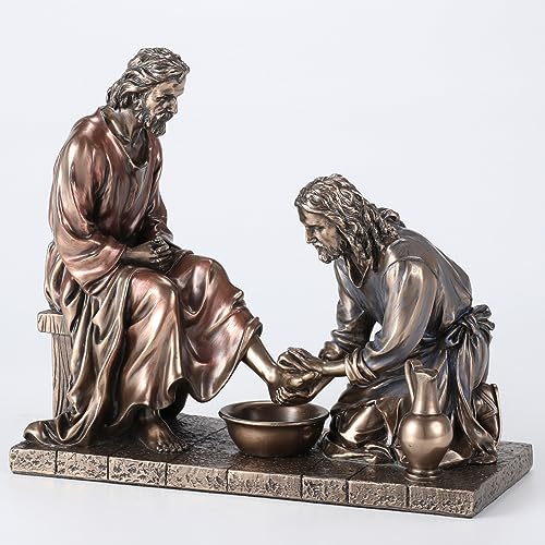 Escultura Jesús Lavando los Pies de Su Discípulo