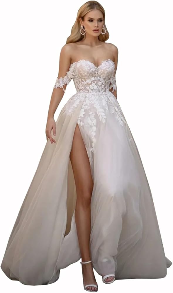 slim fit dress slacks April Floral Embroidered Wedding Dress main image 0