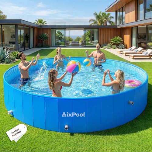 AixPool 2026 Large Foldable Pool,Non-Inflatable Pool for Adult,Foldable Swimming Pool,Plastic Kiddie Portable Pool,Collapsible Kid Pool for Backyard,Oversized Easy Setup Family Pool for Adult,7.5FT