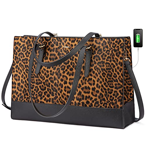 Image of LOVEVOOK Laptop Bag for Women, Fashion Computer Tote Bag 15.6 Inch Large Handbag, Shoulder Bag Purse for Business Work