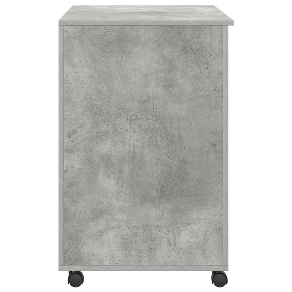 Scrivania Porta PC con Ruote 2 Cassetti 91x50x77 cm Grigio | Tavolo da studio salvaspazio per ufficio o camera con ruote bloccabili e vani portaoggetti.