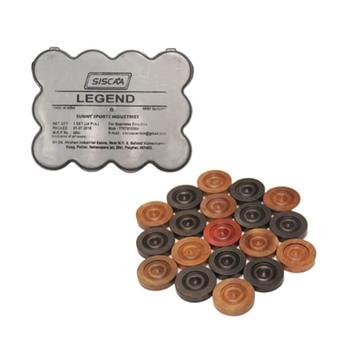 Siscaa Legend Carrom Coins,For 12+ Years,Color Black/Natural, Big Kid