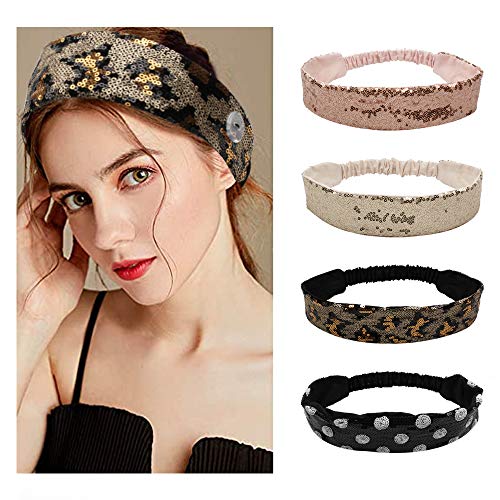 Sequin Button Headband Holder for Nurses , Women/Men/Yoga/Sports, Protect you Ears with Elastics Button Headband, Suit for Everyone Wearing