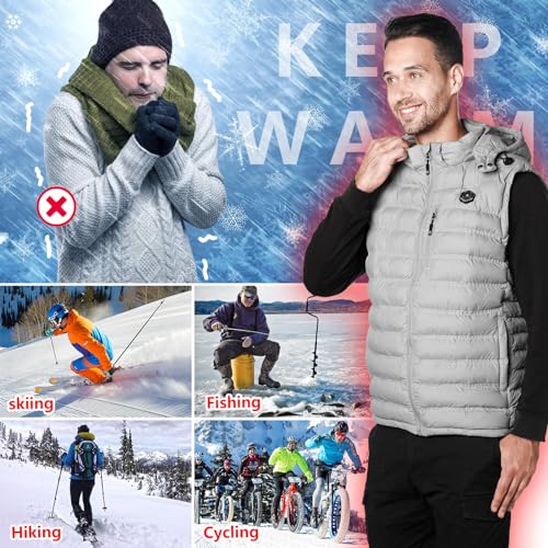 Image of Heated Vest for Men with Detachable Heated Hood, Electric Vest for Men with Battery Pack Included