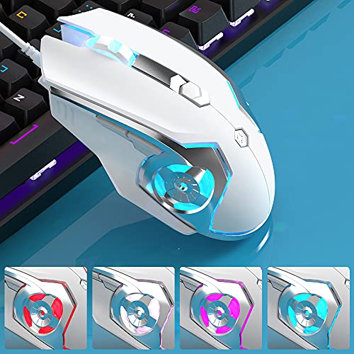 Nacodex Aj120 White Gaming Mouse Programmable 6 Buttons, 4 Adjustable Dpi Up To 8000 For Window Pc Gamer With Electroplating Wings Design #TOP5