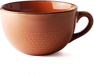 Unmbo Grand Tasse à Soupe Mug Tasse à Café avec Poignées, Céramique Céréales Bols à Soupe Va Au Micro-Ondes Au Lave-Vaisselle Tasse pour Lait Cappuccino Salade-Terre rouge-700ml/23.7oz